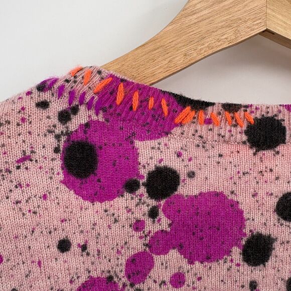 Lisa Todd Splatter Wool & Cashmere-Blend Sweater in Primrose, Size Medium - Picture 9 of 12